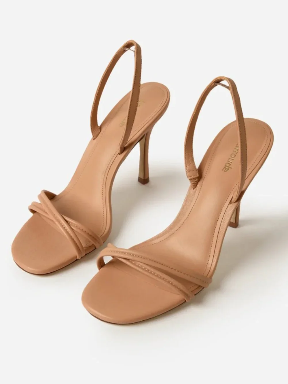 Larroude Annie Tan Leather Heel Sandal. Sz: 10